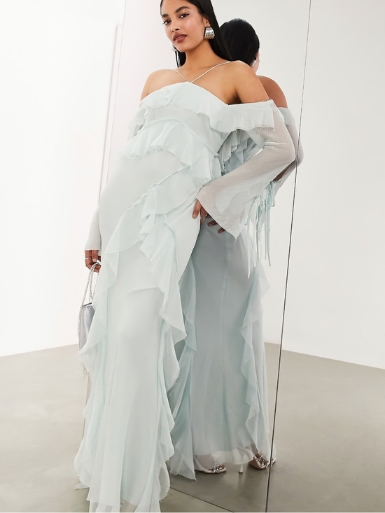 ASOS Dresses & Skirts - ASOS EDITION Chiffon Halter Cold Shoulder Maxi Dress